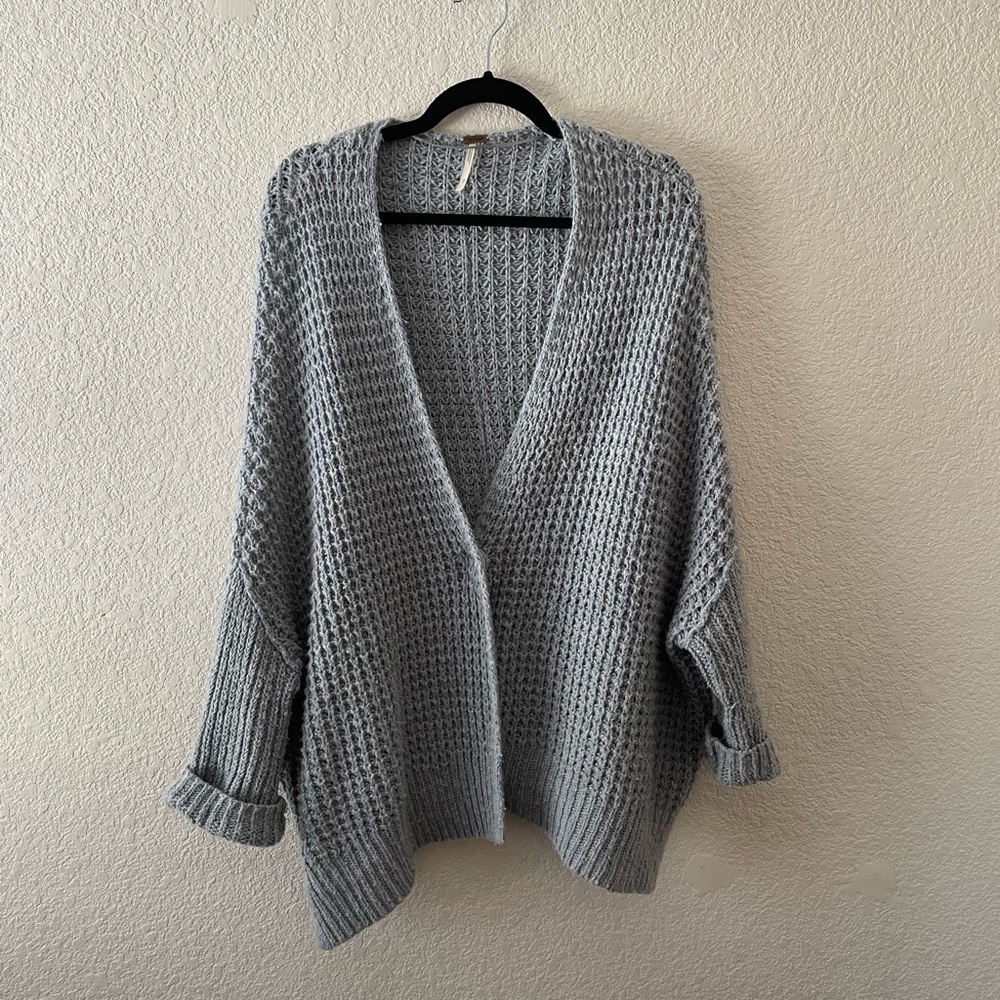 Free People Breeze Chunky Waffle Knit Oversized Cardigan